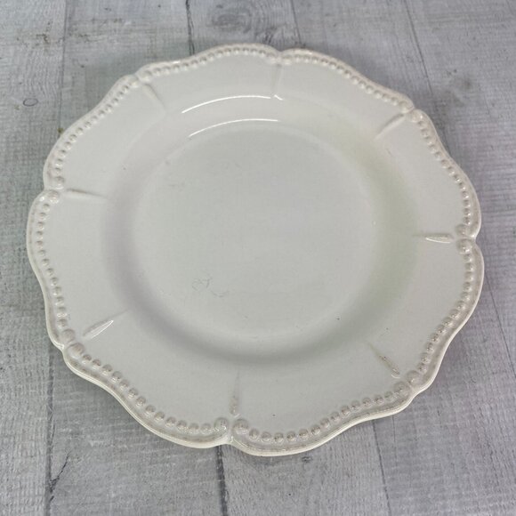 Chris Madden JCPenny ADALINA Ivory Embossed Stoneware Salad Lunch Plates Set 4 - Picture 2 of 16